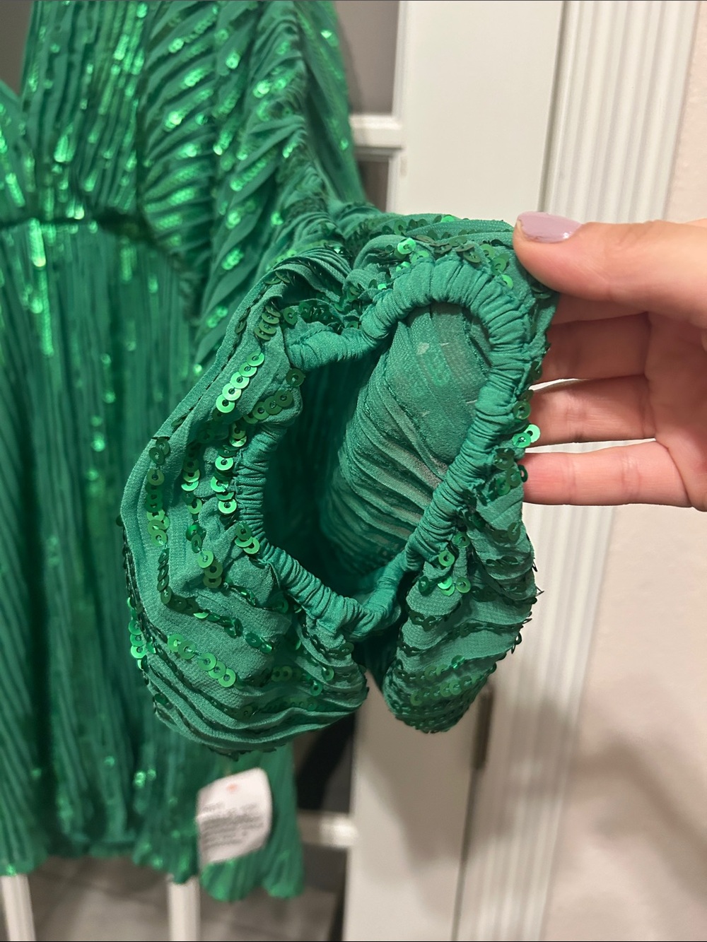 ASOSO Green Sequin Pleated Cocktail Dress - Picture 6 of 11